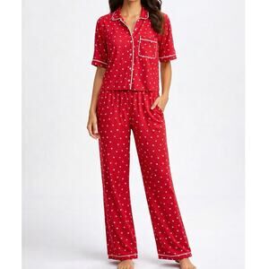 Wildfox NWT Two Piece Valentine Heart Wide Leg Pajama Set Size XL